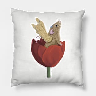Tulip Mouse- white outline Pillow