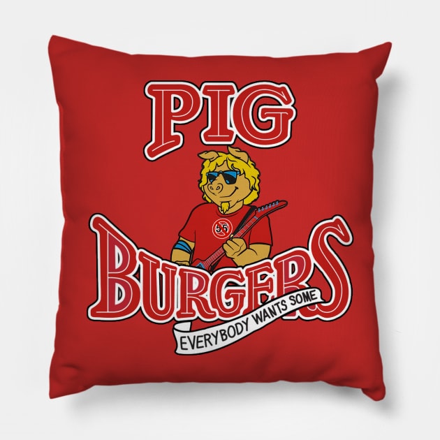 Pig Burgers - Sammy Era! Pillow by RetroZest