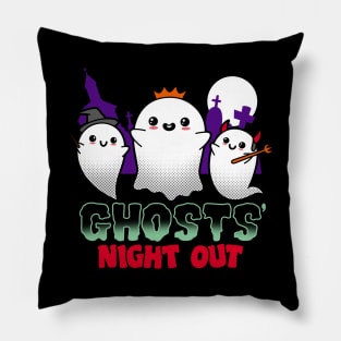 Funny Cute Kawaii Ghost Party Night Out Halloween Meme Pillow