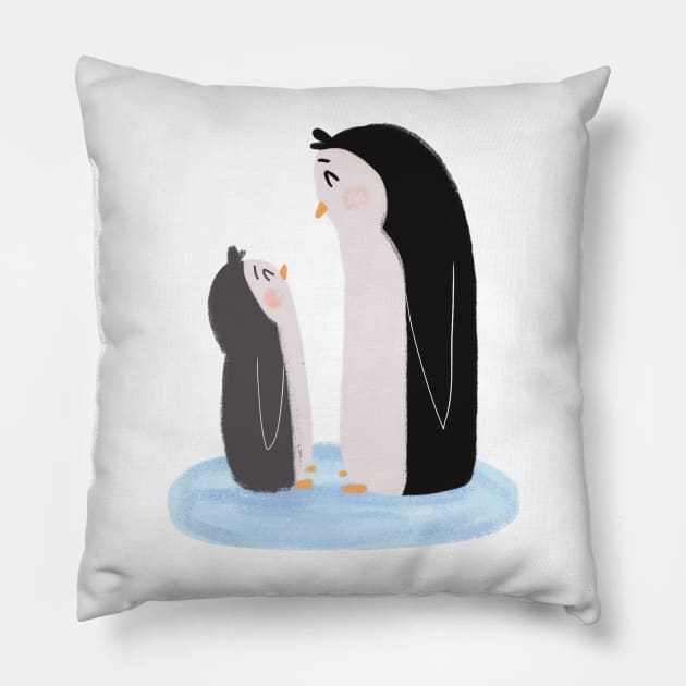 Penguin Pair Pillow by Dogwoodfinch