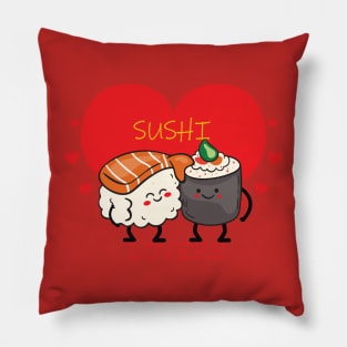 Sushi Lovers Black Pillow