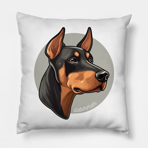 Doberman Pinscher Dobie Dog Breed Cursive Graphic Pillow by PoliticalBabes