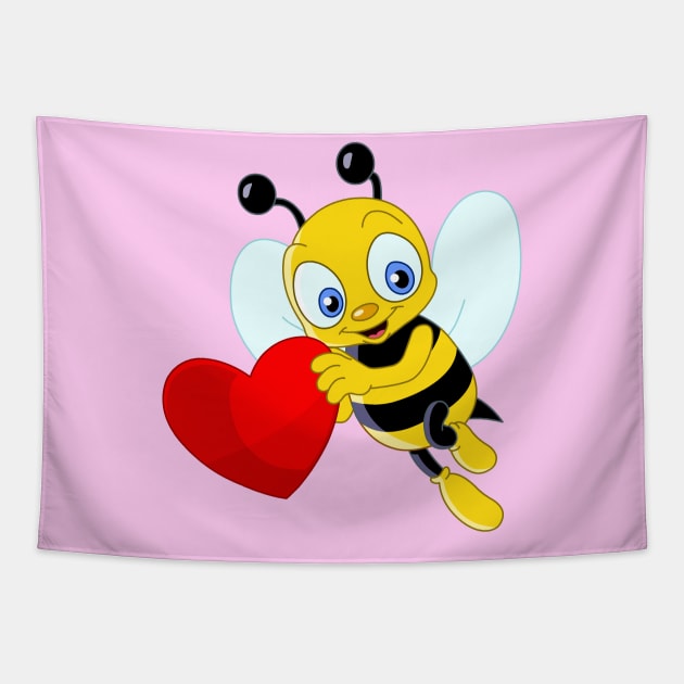 Cute Bee Valentine Tapestry by DigiToonsTreasures