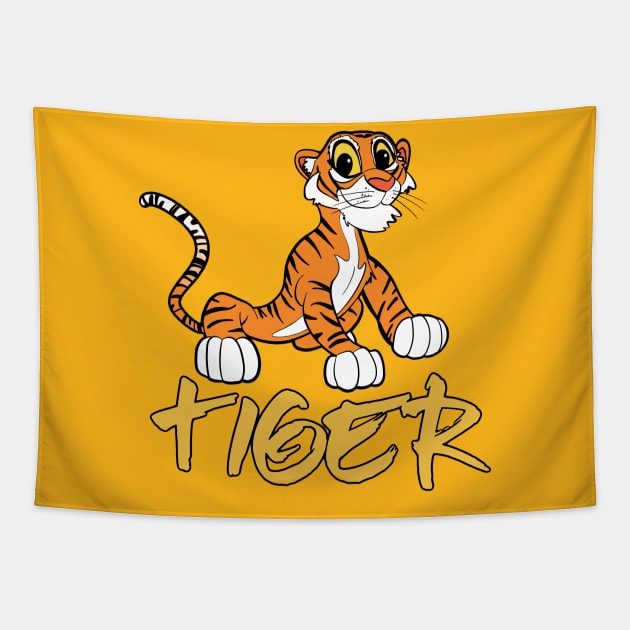 Tiger Cartoon Tapestry by ILYOart