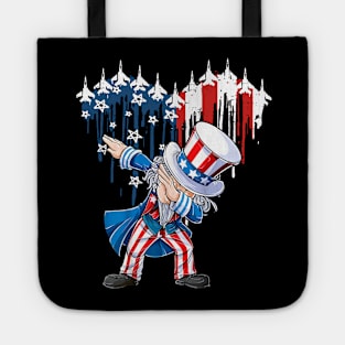 Fighter Jet American Flag Fourth Of July Dabbing Uncle Sam Patriotic Tote