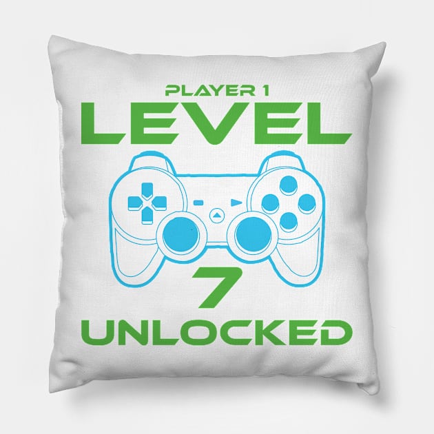 Level 7 Unlocked 7th Birthday Gamer Gift Pillow by StoreDay