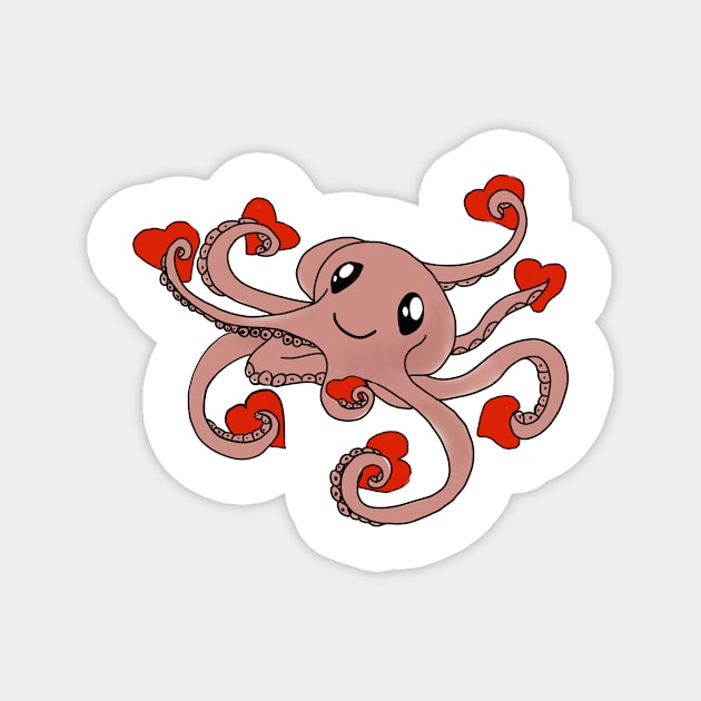 Octopus has many hearts Magnet by drknice