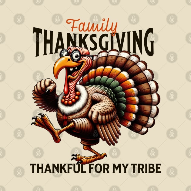 Family Thanksgiving Thankful for my tribe Turkey Illustration by Tintedturtles