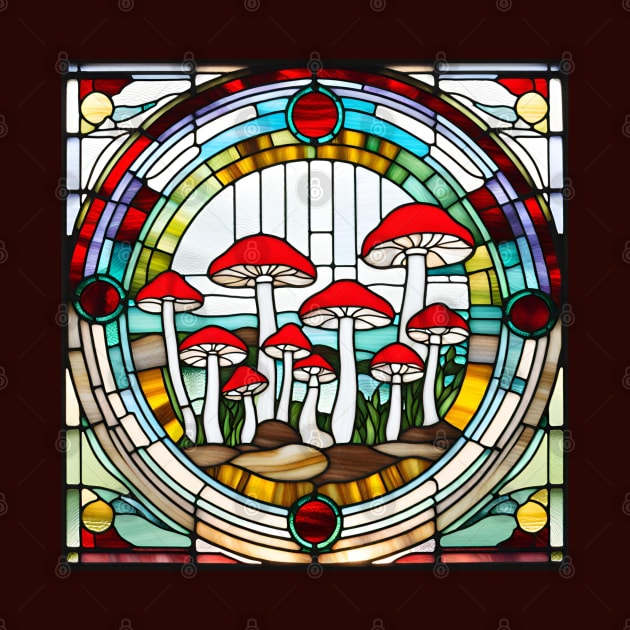 Carmine Mushroom Stained Glass by Xie