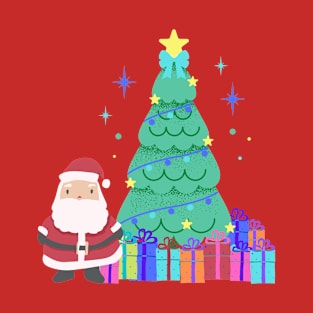 Santa Claus Christmas Tree and Presents T-Shirt