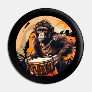 Monkey Playing Drums Pin