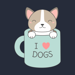 Kawaii and cute I love dogs t-shirt T-Shirt