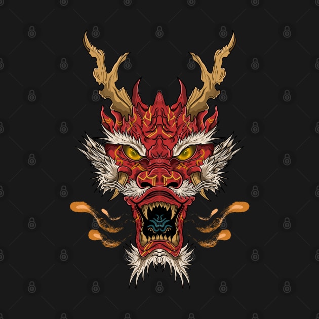 Chinese Red Legendary Oriental Japanese Fire Dragon by eijainspire