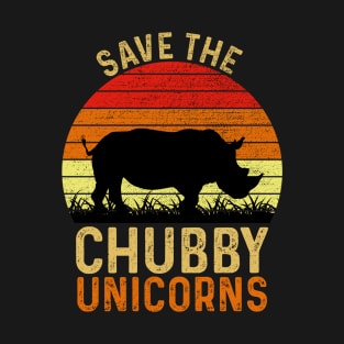 Save The Chubby Unicorns Vintage Funny Rhino T-Shirt