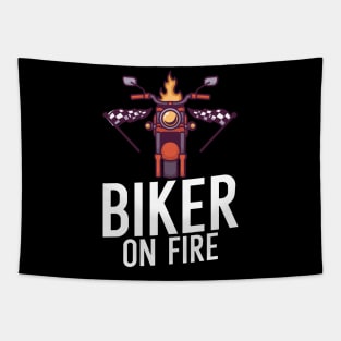 Biker on fire Tapestry