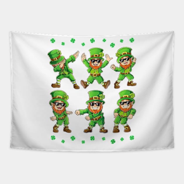 Dancing Leprechauns St Patricks Day Boys Girls Men Dabbing Tapestry by credittee