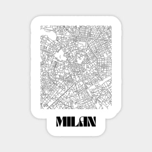 Retro Map of Milan, Italy Minimalist Line Drawing Magnet