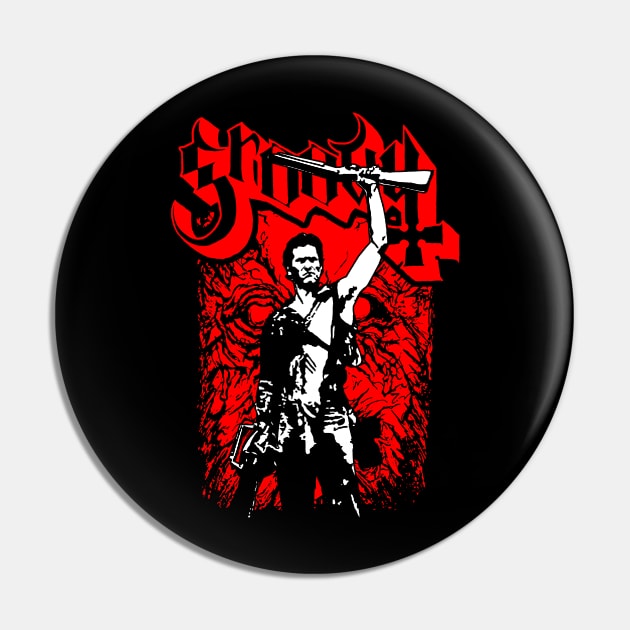 Groovy Metal Boomstick Retro 80's Horror Rock Metal Band Parody For Horror Fans Pin by BoggsNicolas