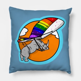 Rhinoceros hang gliding Pillow