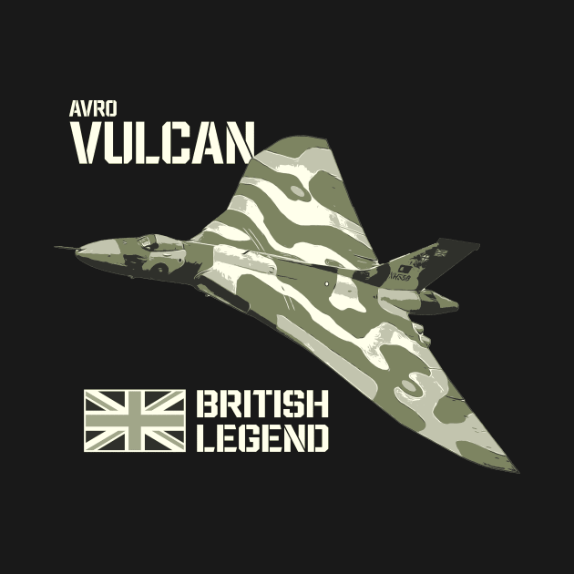 Avro Vulcan Bomber Jet Aircraft RAF UK Plane British Legend Merch by BeesTeez