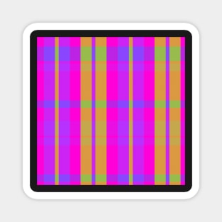 Neon Aesthetic  Aillith 1 Hand Drawn Textured Plaid Pattern Magnet