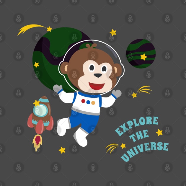 Space monkey or astronaut in a space suit with cartoon style. by KIDS APPAREL