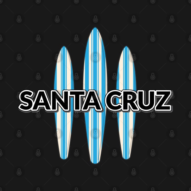 Santa Cruz Logo Sticker California with Three Surf Boards Blue by PauHanaDesign