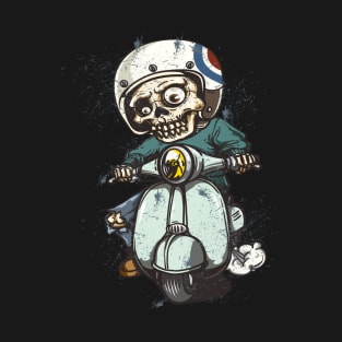 Skeleton on Scooter Funny Moped T-Shirt