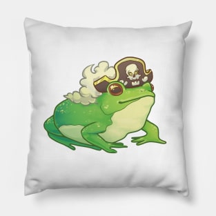 Captain Frogbert - Green frog pirate design Pillow