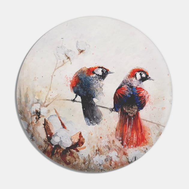 The red-tailed laughingthrush Pin by RusticaArt