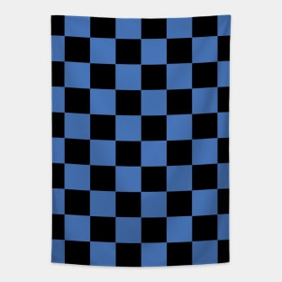 Maya Blue and Black Chessboard Pattern Tapestry