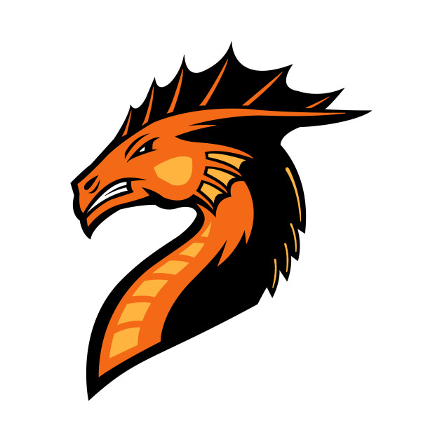 Orange Dragon Head Logo - Dragon - T-Shirt | TeePublic