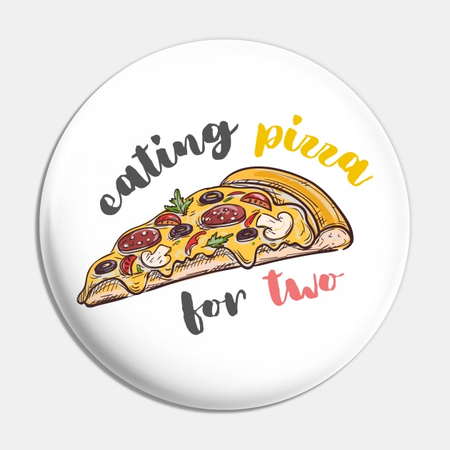 Cool Vintage Eating Pizza For Two | Pizza Slice Pin by casualism