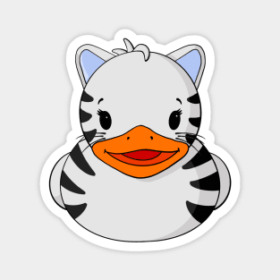 White Tiger Rubber Duck Magnet