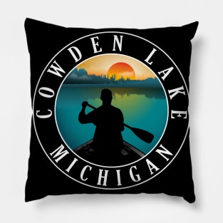 Cowden Lake Canoeing Michigan Sunset Pillow