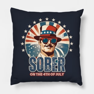 Sober On The 4th Of July - Retro Man Pillow