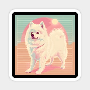 Retro Samoyed: Pastel Pup Revival Magnet