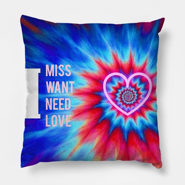 tie dyeing Love Pillow by Jayla Art