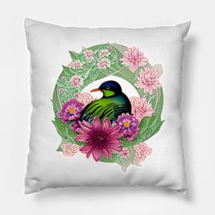 Bird in a Floral Nest - Adorable Wall Decor Pillow