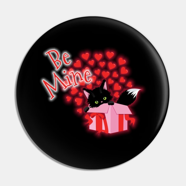 Be Mine Valentine's Day Cute Cat Hearts Pin by Wanderer Bat