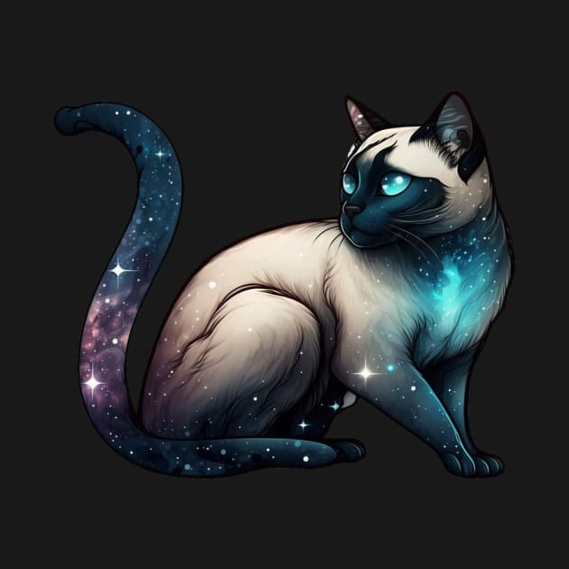 Siamese Cat With Galaxy Full of Stars by kansaikate