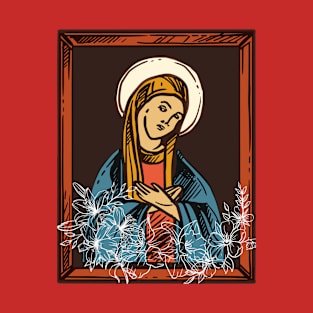 Mama Mary in portrait wall art style graphics T-Shirt