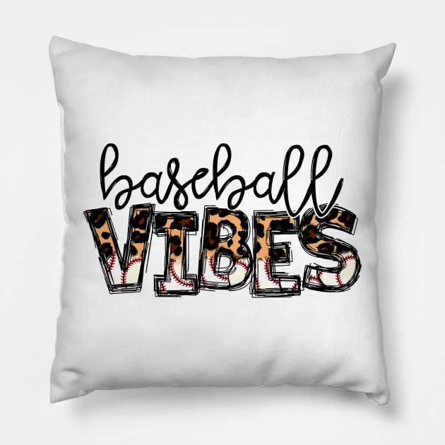 Baseball Vibes Leopard   Baseball Mom Pillow by Wonder man 