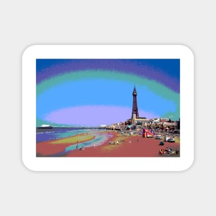 Blackpool Tower and Beach Posterized Magnet