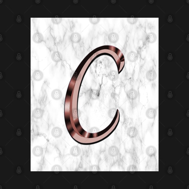 Monogram C Gifts Marble & Gold Look on Letter C, PHONE CASES & other gifts Initial Faux Rose, Copper Graphic Design look Monogram by tamdevo1