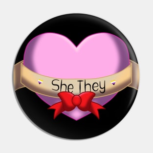 She they pronouns heart Pin