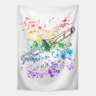 Trombone Rainbow Colours Trombonist Brass Musician Tapestry