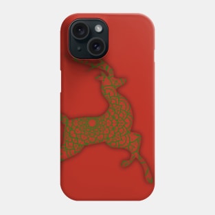 Red Flying Reindeer Mandala Phone Case