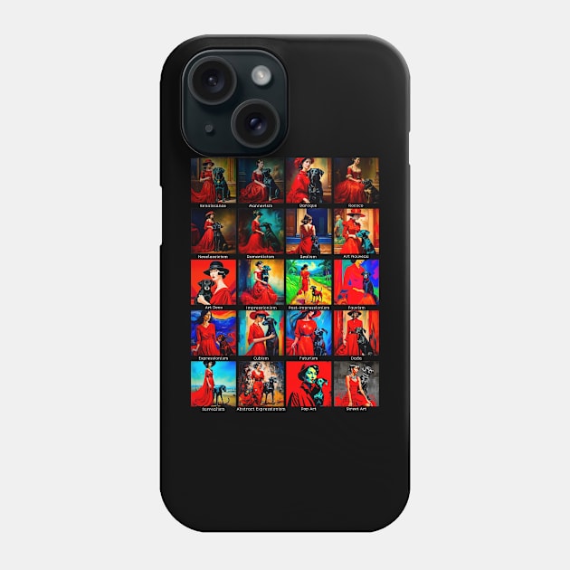 Red Dress Black Dog Art Movements Phone Case by H. R. Sinclair