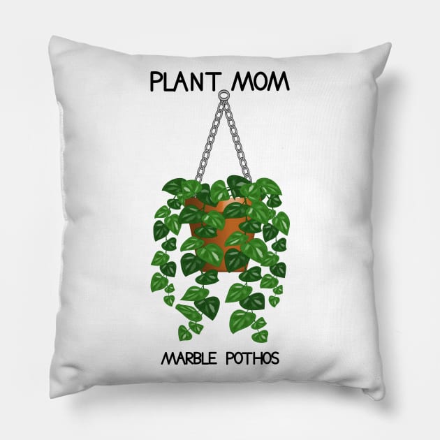 Plant Mom - Marble Pothos Plant Pillow by Designoholic